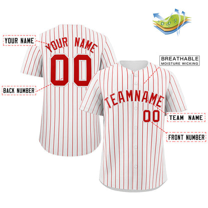 Custom White Red Stripe Fashion Authentic Baseball Jersey