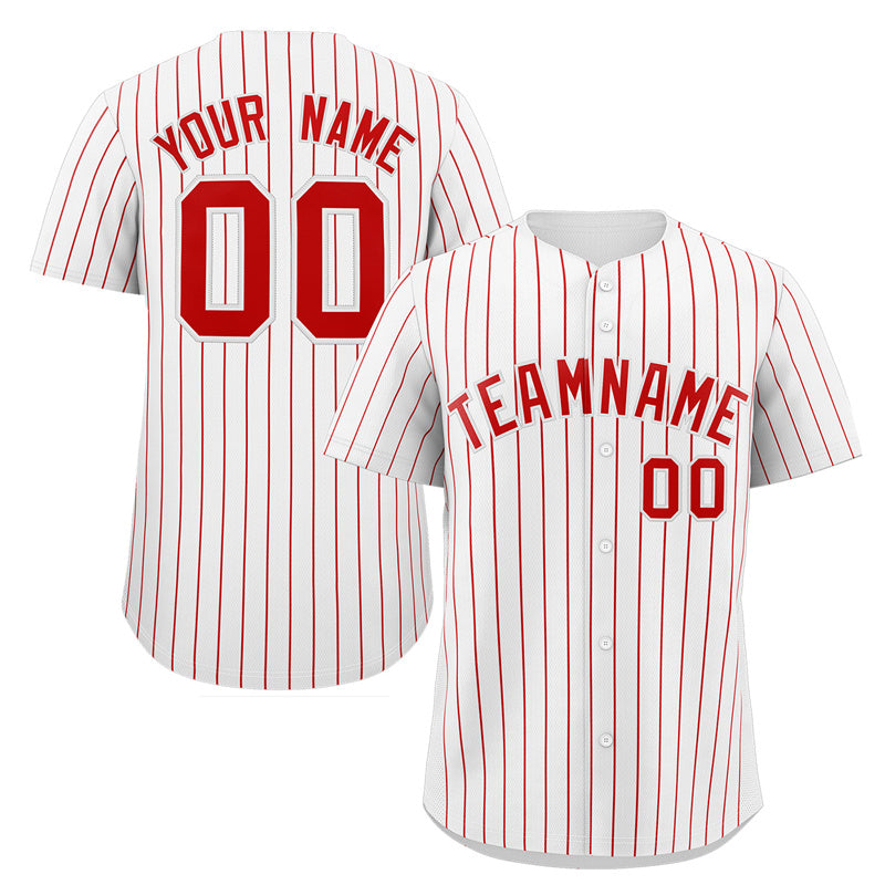 Custom White Red Stripe Fashion Authentic Baseball Jersey