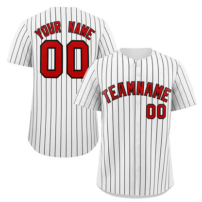 Custom White Red-Black Stripe Fashion Authentic Baseball Jersey