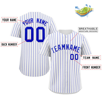 Custom White Royal Stripe Fashion Authentic Baseball Jersey