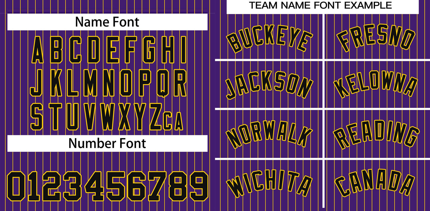 Custom Purple Black-Gold Stripe Fashion Authentic Baseball Jersey