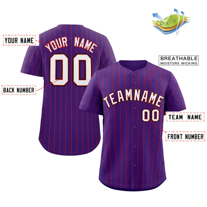 Custom Purple White-Black Stripe Fashion Authentic Baseball Jersey