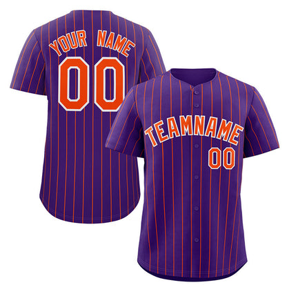 Custom Purple Orange-White Stripe Fashion Authentic Baseball Jersey