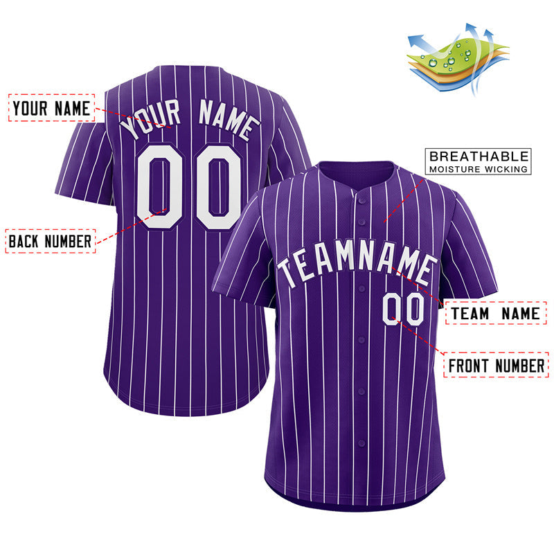 Custom Purple White Stripe Fashion Authentic Baseball Jersey