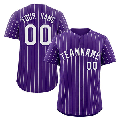 Custom Purple White Stripe Fashion Authentic Baseball Jersey