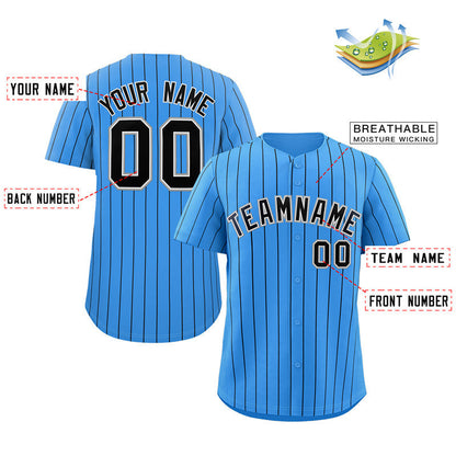 Custom Powder Blue Navy-Gray Stripe Fashion Authentic Baseball Jersey