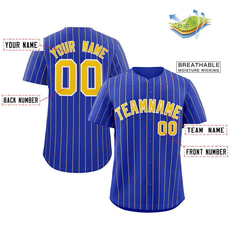 Custom Royal Gold-White Stripe Fashion Authentic Baseball Jersey