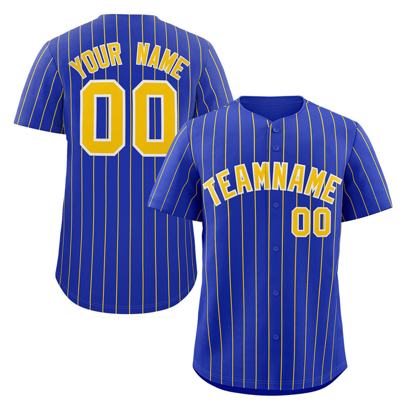 Custom Royal Gold-White Stripe Fashion Authentic Baseball Jersey