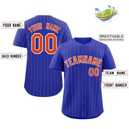 Custom Royal Orange-White Stripe Fashion Authentic Baseball Jersey