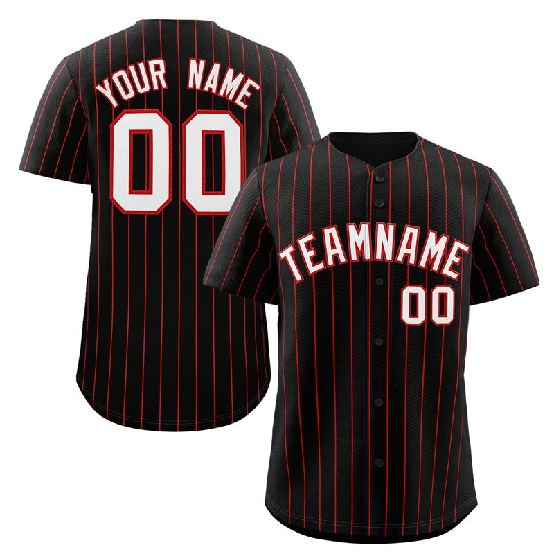 Custom Black White-Red Stripe Fashion Authentic Baseball Jersey