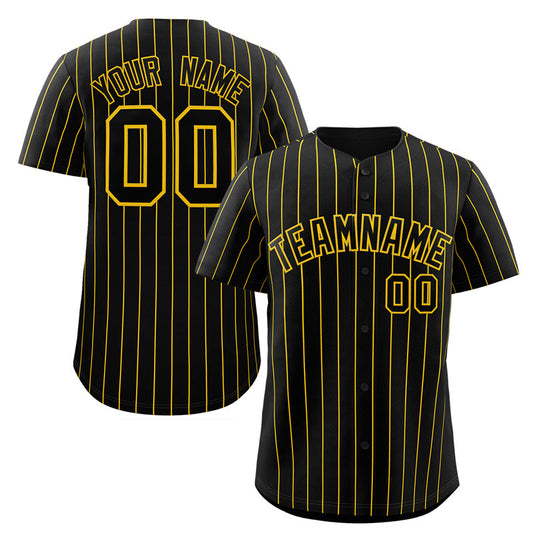 Custom Black Yellow Stripe Fashion Authentic Baseball Jersey