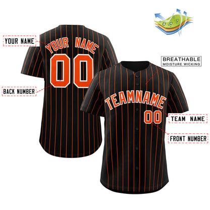 Custom Black Orange-White Stripe Fashion Authentic Baseball Jersey