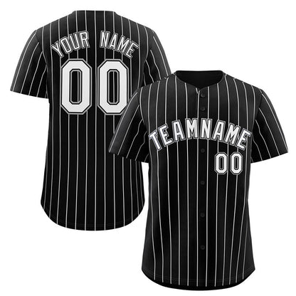 Custom Black White-Gray Stripe Fashion Authentic Baseball Jersey