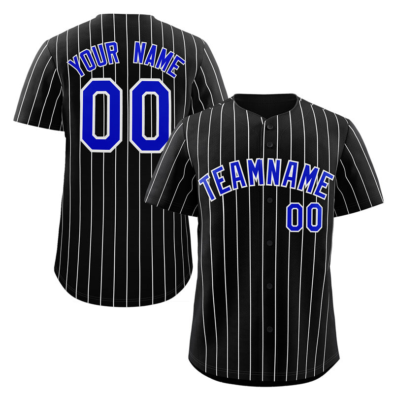 Custom Black Royal-White Stripe Fashion Authentic Baseball Jersey