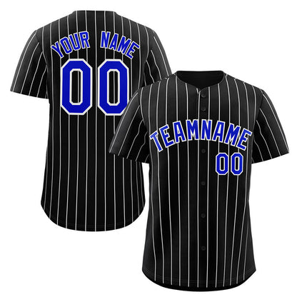 Custom Black Royal-White Stripe Fashion Authentic Baseball Jersey