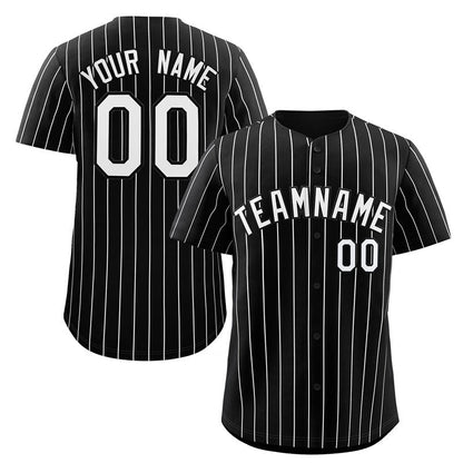 Custom Black White Stripe Fashion Authentic Baseball Jersey