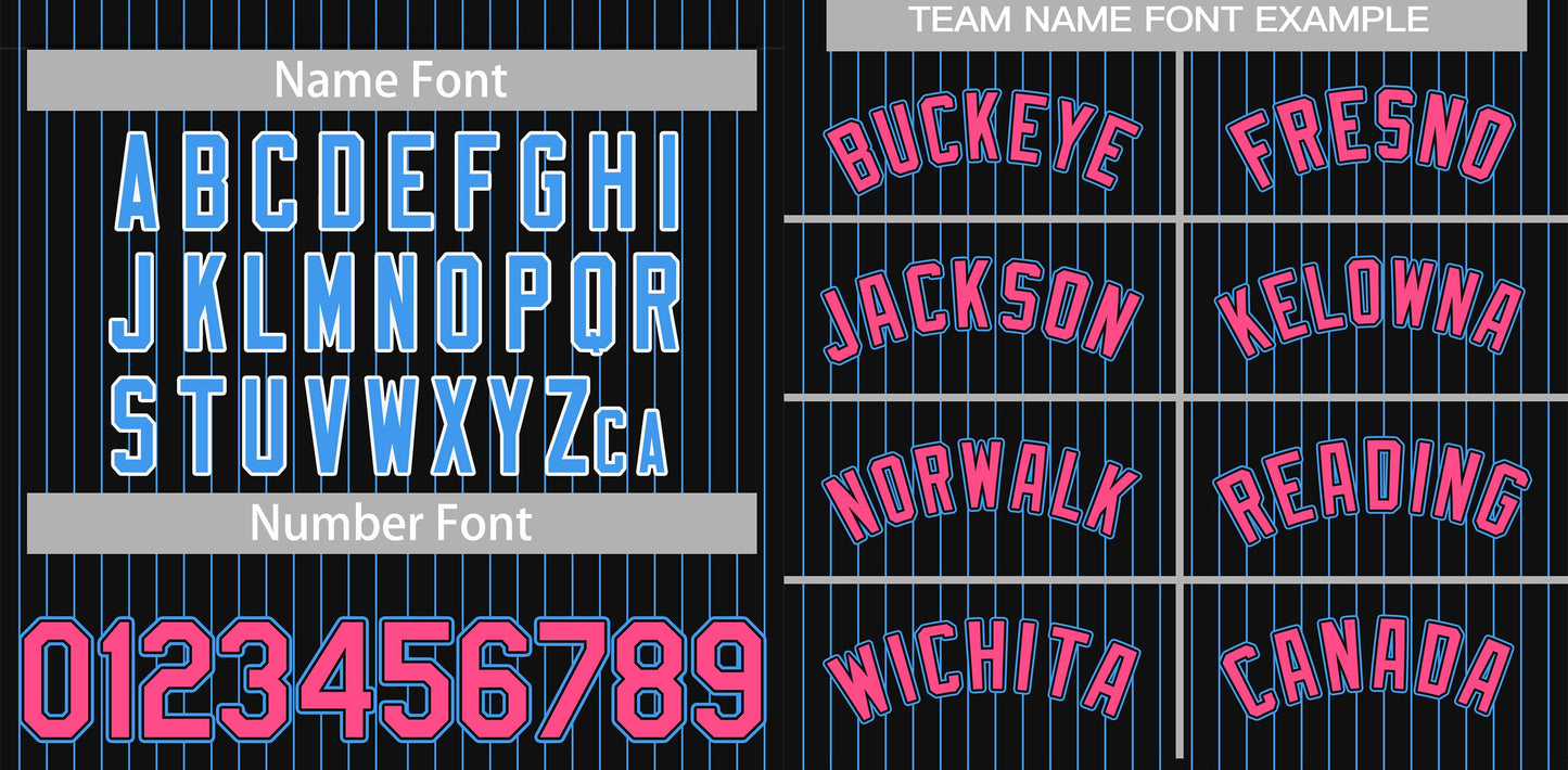 Custom Black Pink-Powder Blue Stripe Fashion Authentic Baseball Jersey