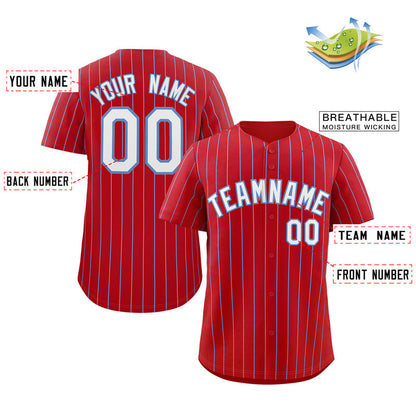 Custom Red White-Light Blue Stripe Fashion Authentic Baseball Jersey