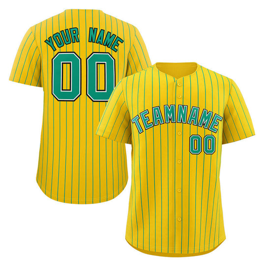 Custom Gold Teal-Black Stripe Fashion Authentic Baseball Jersey