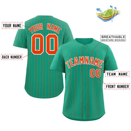 Custom Teal Orange-White Stripe Fashion Authentic Baseball Jersey