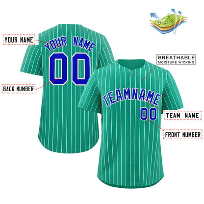 Custom Teal Royal-White Stripe Fashion Authentic Baseball Jersey