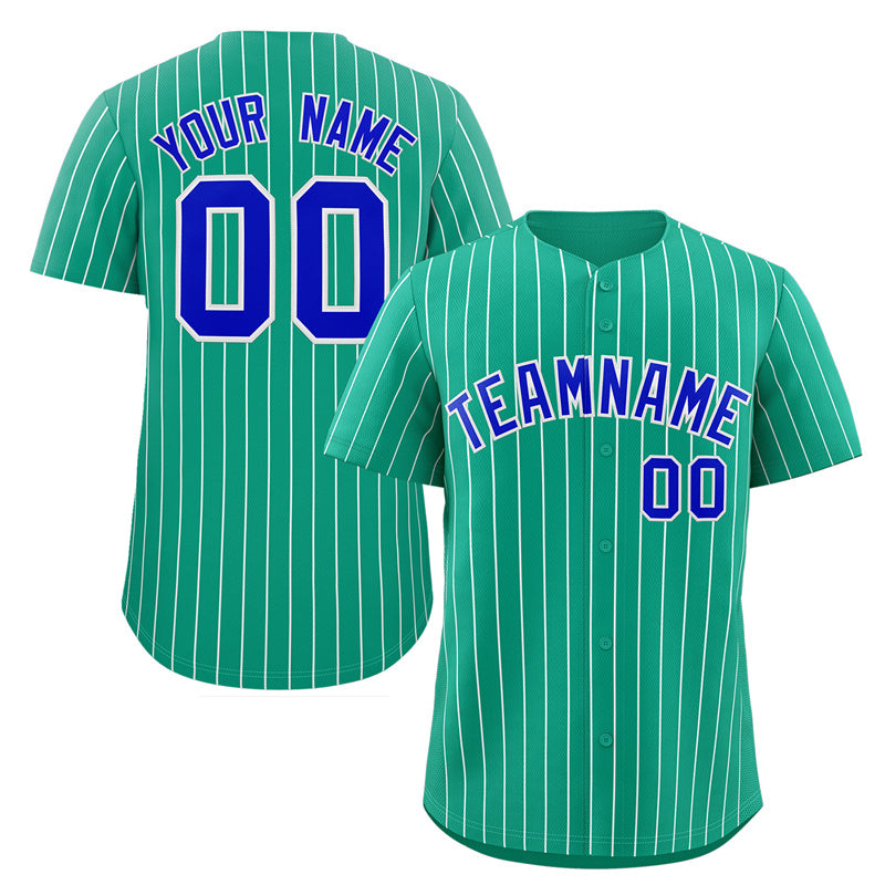 Custom Teal Royal-White Stripe Fashion Authentic Baseball Jersey