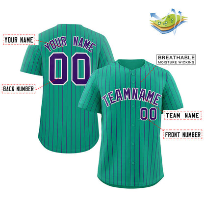 Custom Teal Purple-White Stripe Fashion Authentic Baseball Jersey