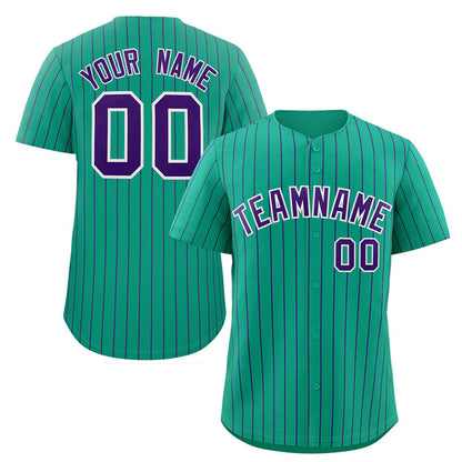 Custom Teal Purple-White Stripe Fashion Authentic Baseball Jersey