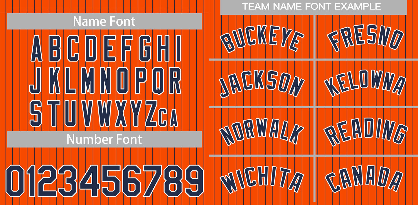 Custom Orange Navy-White Stripe Fashion Authentic Baseball Jersey