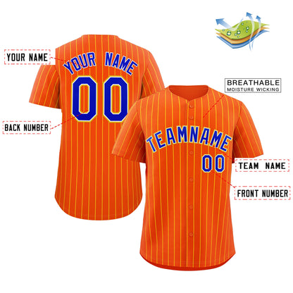 Custom Orange Royal-Yellow Stripe Fashion Authentic Baseball Jersey