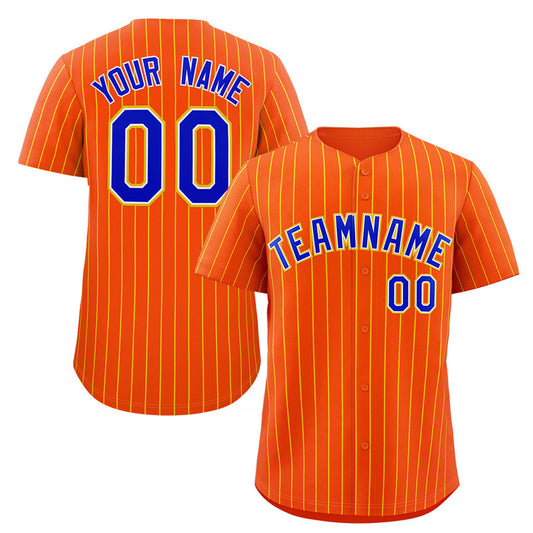 Custom Orange Royal-Yellow Stripe Fashion Authentic Baseball Jersey