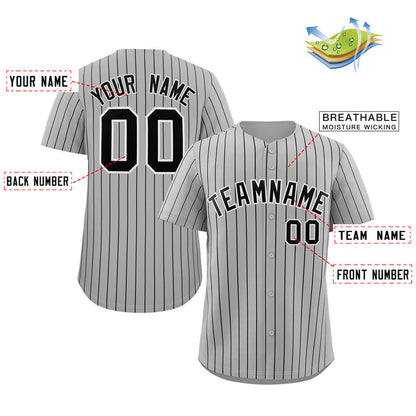 Custom Gray Navy-White Stripe Fashion Authentic Baseball Jersey