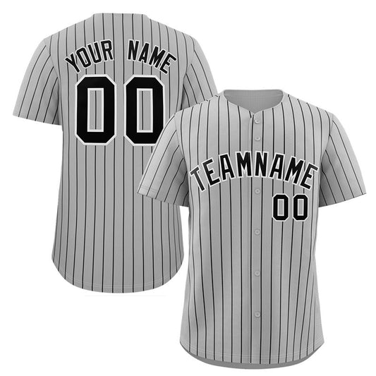 Custom Gray Navy-White Stripe Fashion Authentic Baseball Jersey