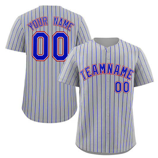 Custom Gray Royal-Orange Stripe Fashion Authentic Baseball Jersey