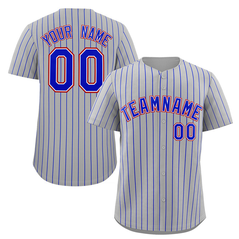 Custom Gray Royal-Orange Stripe Fashion Authentic Baseball Jersey