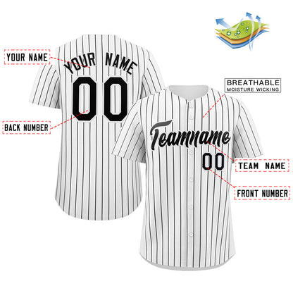 Custom White Navy Stripe Fashion Authentic Baseball Jersey