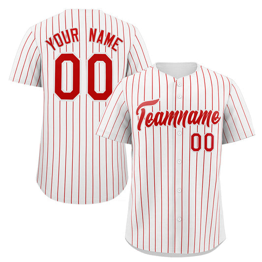 Custom White Red Stripe Fashion Authentic Baseball Jersey