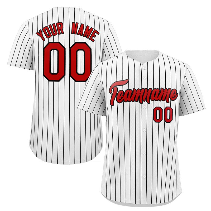 Custom White Red-Black Stripe Fashion Authentic Baseball Jersey