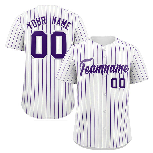 Custom White Purple Stripe Fashion Authentic Baseball Jersey