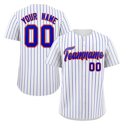 Custom White Royal-Orange Stripe Fashion Authentic Baseball Jersey