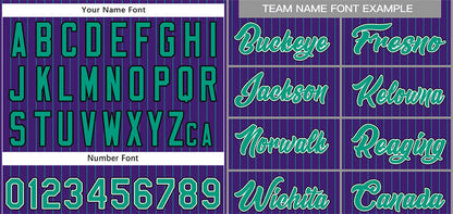 Custom Purple Aqua-White Stripe Fashion Authentic Baseball Jersey