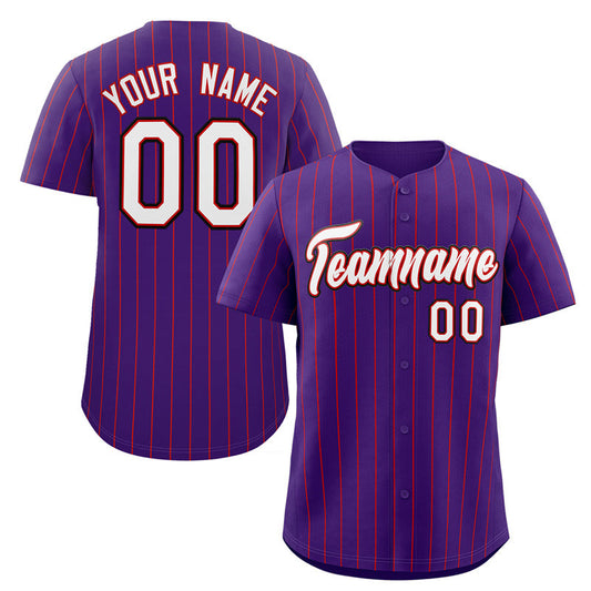 Custom Purple White-Black Stripe Fashion Authentic Baseball Jersey