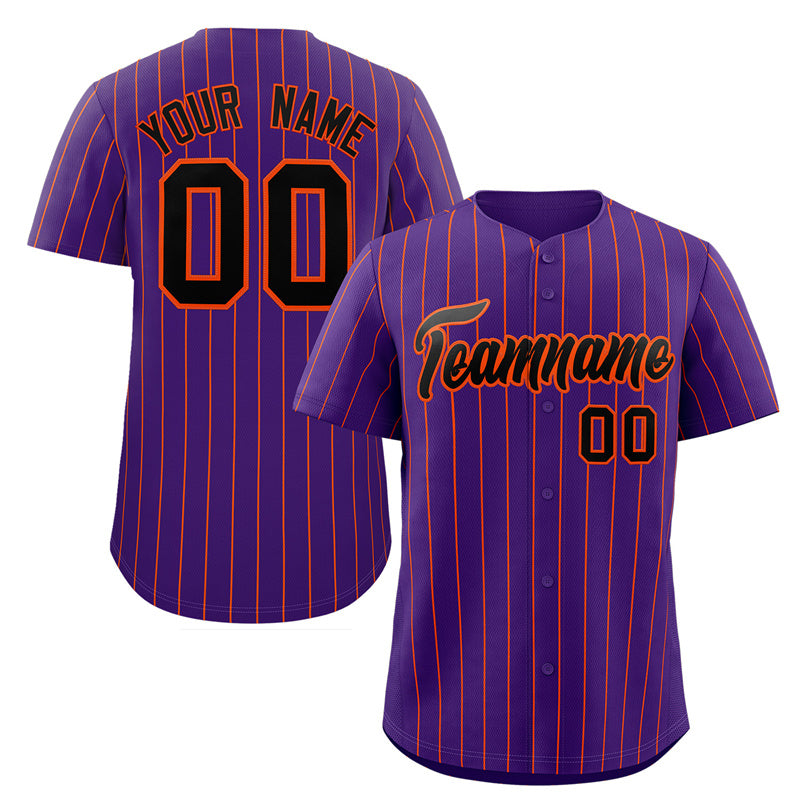 Custom Purple Black-Orange Stripe Fashion Authentic Baseball Jersey