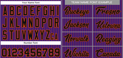 Custom Purple Black-Orange Stripe Fashion Authentic Baseball Jersey