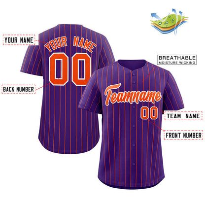 Custom Purple Orange-White Stripe Fashion Authentic Baseball Jersey