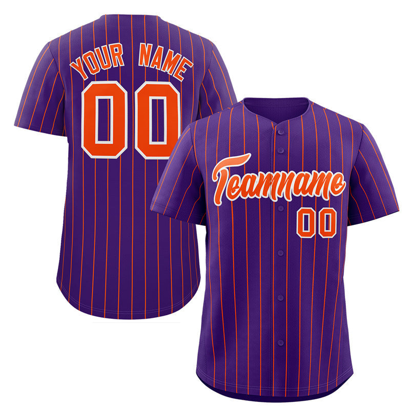 Custom Purple Orange-White Stripe Fashion Authentic Baseball Jersey