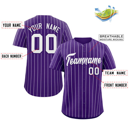 Custom Purple White Stripe Fashion Authentic Baseball Jersey