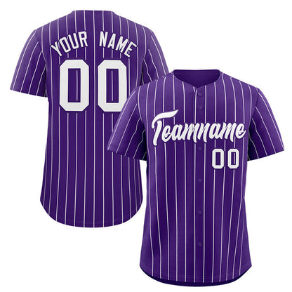 Custom Purple White Stripe Fashion Authentic Baseball Jersey