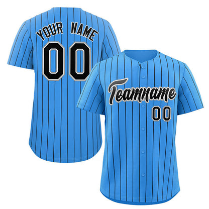 Custom Powder Blue Navy-Gray Stripe Fashion Authentic Baseball Jersey