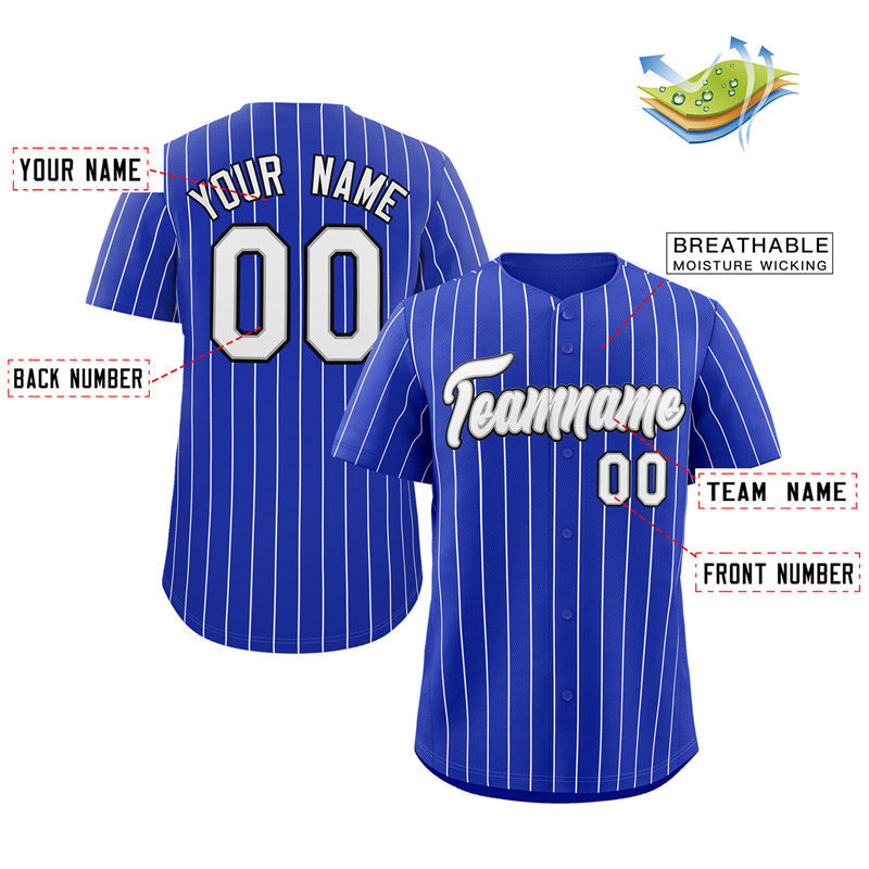 Custom Royal White-Navy Stripe Fashion Authentic Baseball Jersey